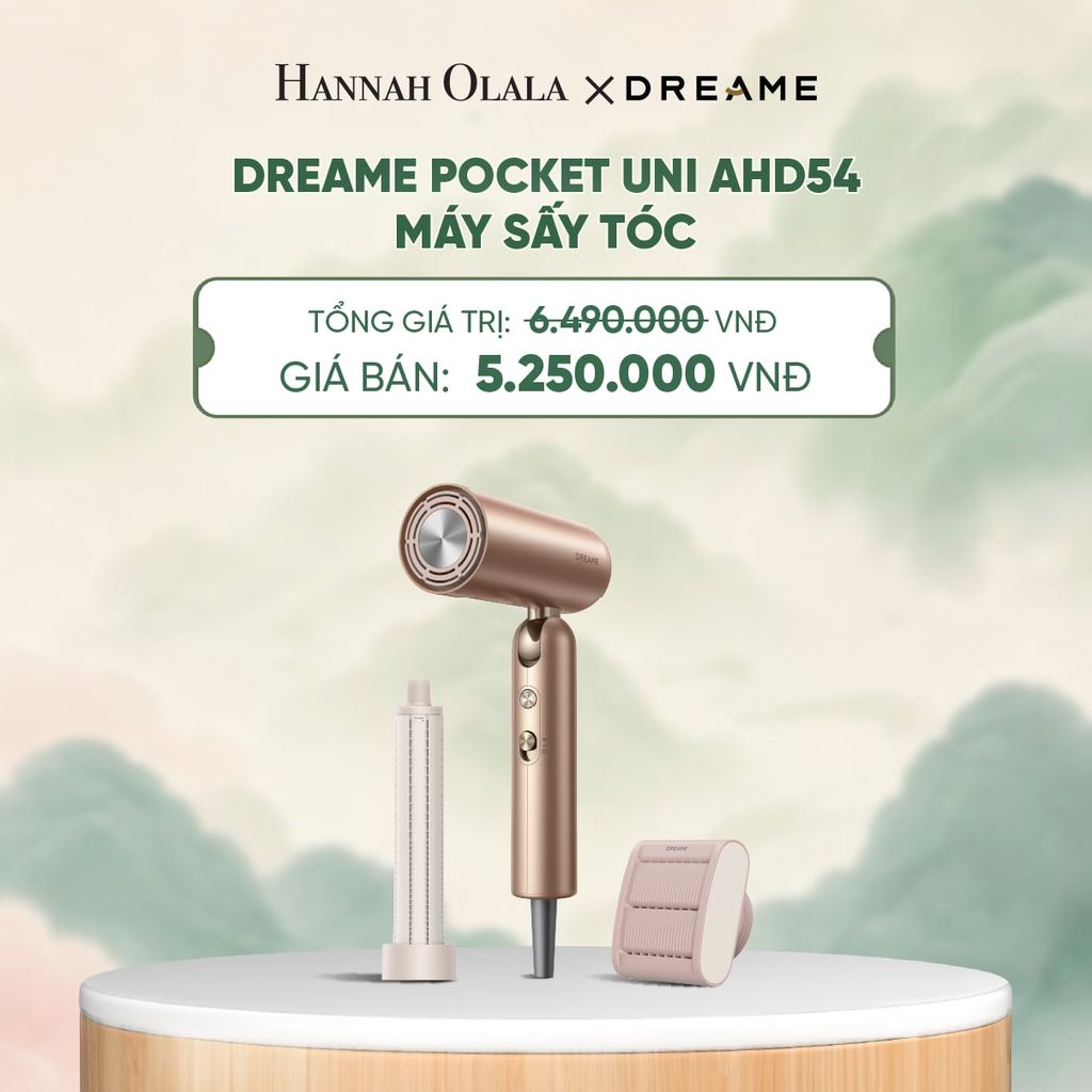  DREAME POCKET UNI AHD54 MÁY SẤY TÓC ION ÂM TƯƠNG THÍCH ĐIỆN ÁP TOÀN CẦU GẤP GỌN TÍCH HỢP TẠO KIỂU TÓC - BH 24 THÁNG - A1797 
