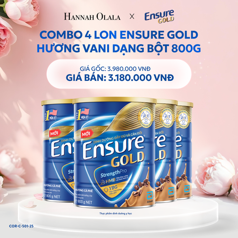  E221: DEAL 10: COMBO 4 LON ENSURE GOLD DẠNG BỘT 800G (VANI) 