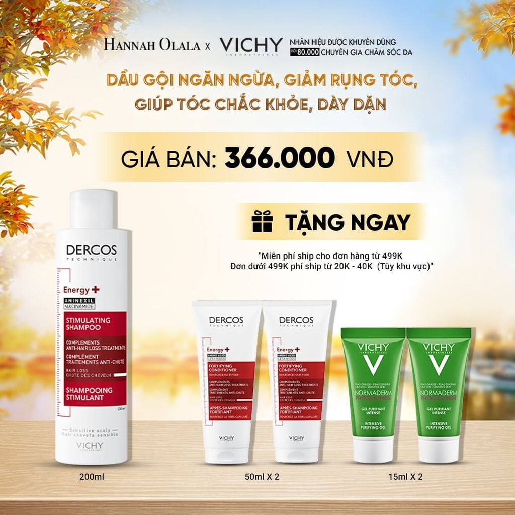  DẦU GỘI NGĂN NGỪA, GIẢM RỤNG TÓC, GIÚP TÓC CHẮC KHỎE, DÀY DẶN VICHY DERCOS HAIRLOSS 200ML - E628 