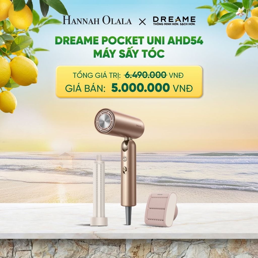  DREAME POCKET UNI AHD54 MÁY SẤY TÓC ION ÂM TƯƠNG THÍCH ĐIỆN ÁP TOÀN CẦU GẤP GỌN TÍCH HỢP TẠO KIỂU TÓC - BH 24 THÁNG 