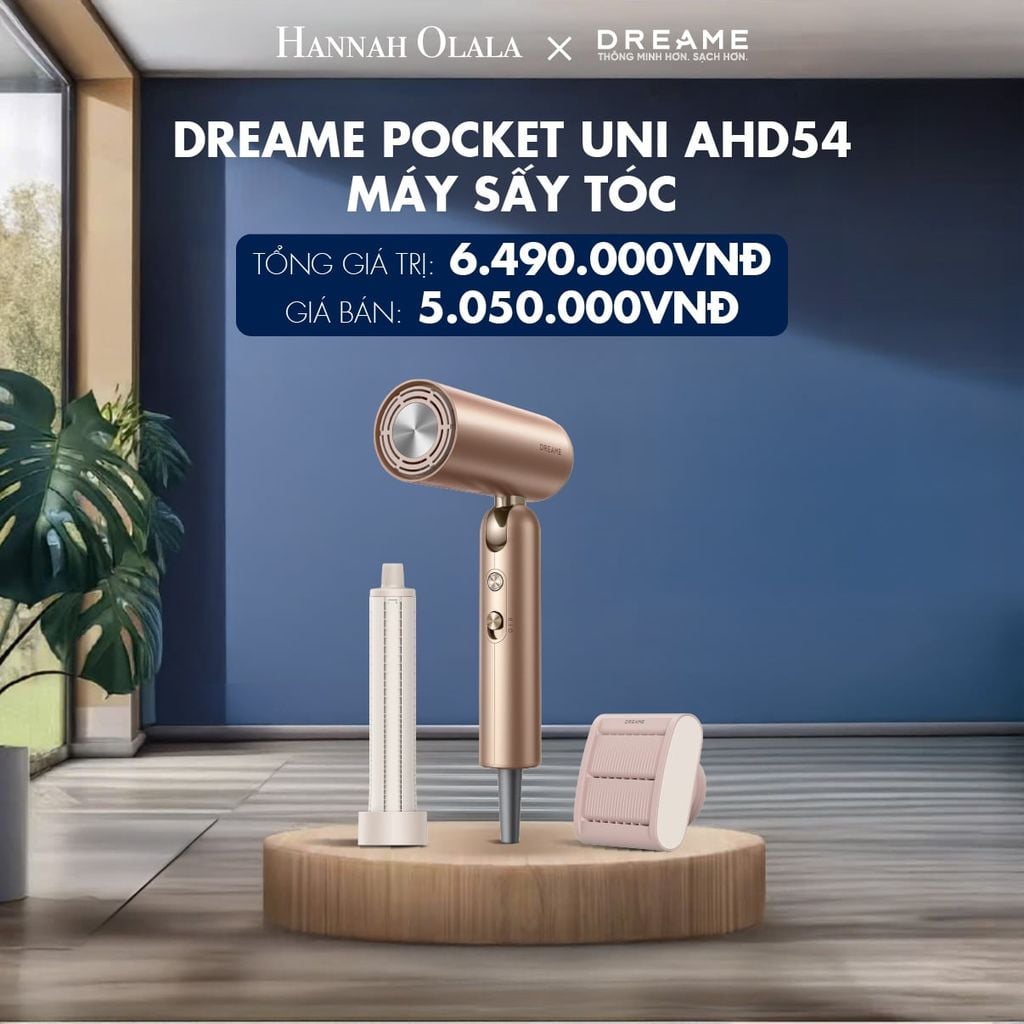  DREAME POCKET UNI AHD54 MÁY SẤY TÓC ION ÂM TƯƠNG THÍCH ĐIỆN ÁP TOÀN CẦU GẤP GỌN TÍCH HỢP TẠO KIỂU TÓC - BH 24 THÁNG 