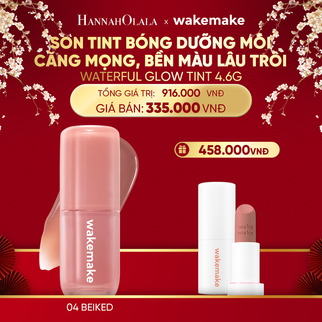  DEAL 3: SON TINT BÓNG WAKEMAKE WATERFUL GLOW TINT DƯỠNG ẨM CĂNG MỌNG, BỀN MÀU LÂU TRÔI 