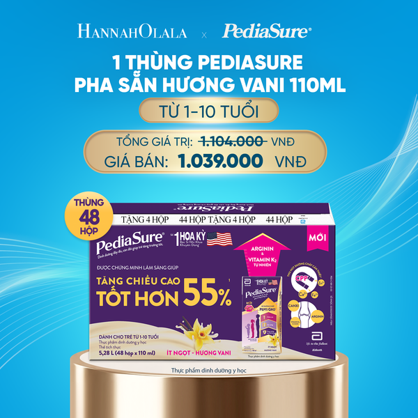  DEAL4: 1 THÙNG PEDIASURE PHA SẴN HƯƠNG VANI 110ML 