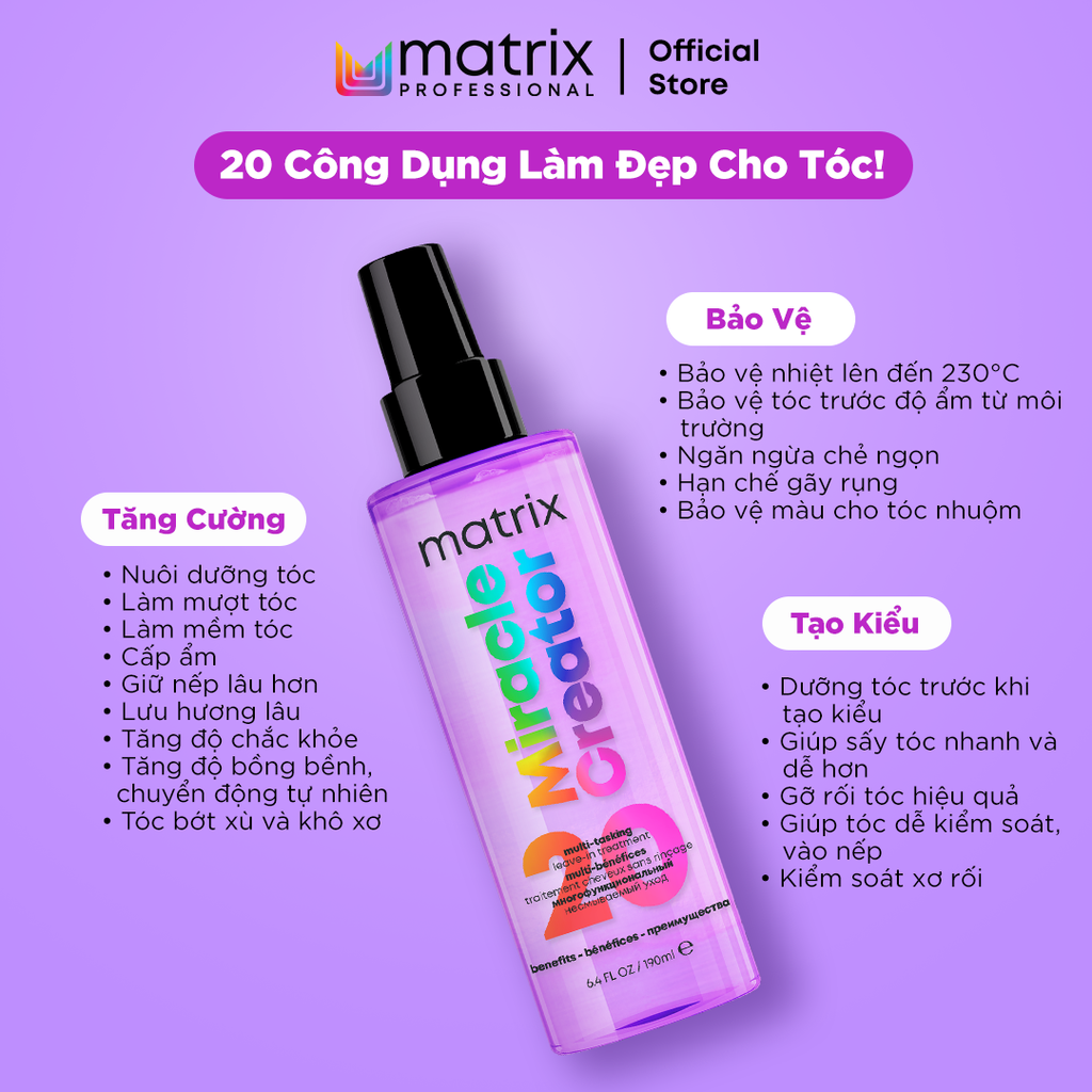  XỊT DƯỠNG ĐA NĂNG KHÔNG CẦN XẢ MATRIX MIRACLE CREATOR 190ML - D24 