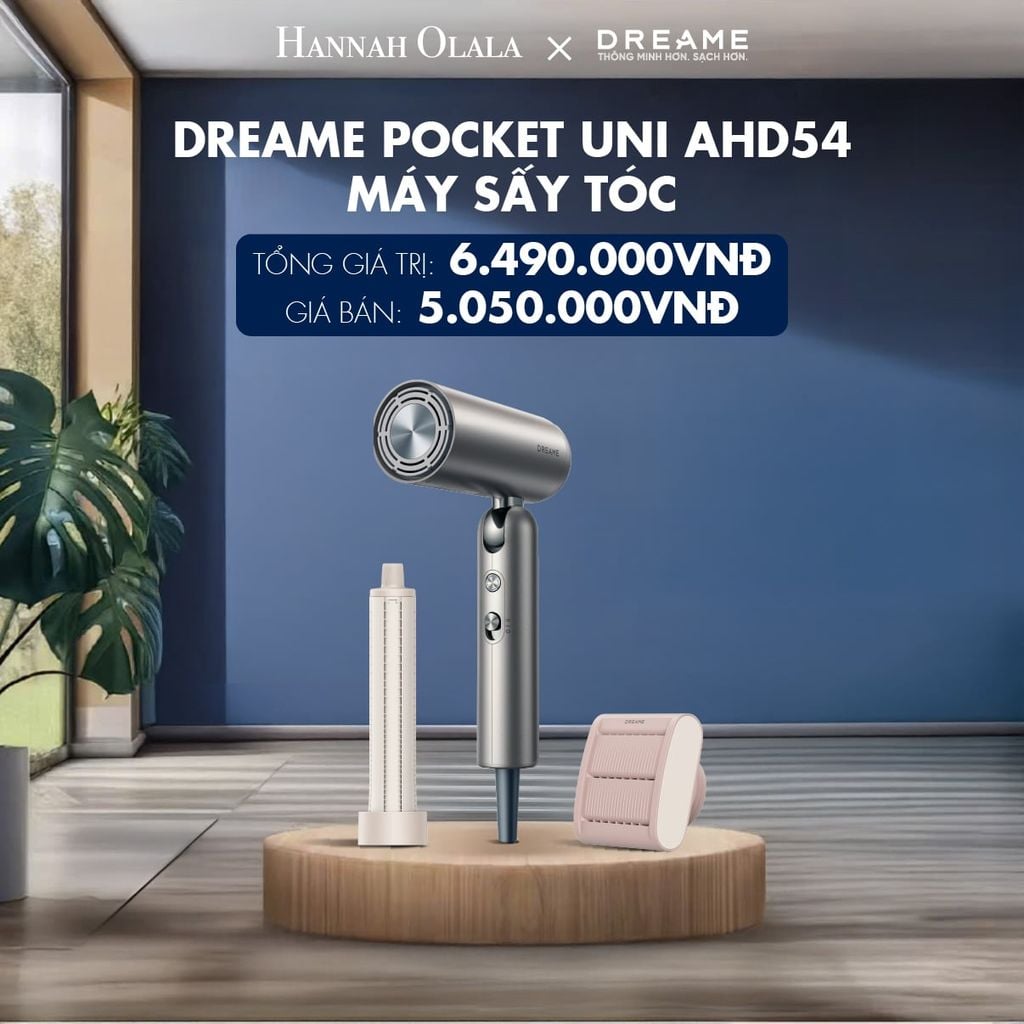  DREAME POCKET UNI AHD54 MÁY SẤY TÓC ION ÂM TƯƠNG THÍCH ĐIỆN ÁP TOÀN CẦU GẤP GỌN TÍCH HỢP TẠO KIỂU TÓC - BH 24 THÁNG 