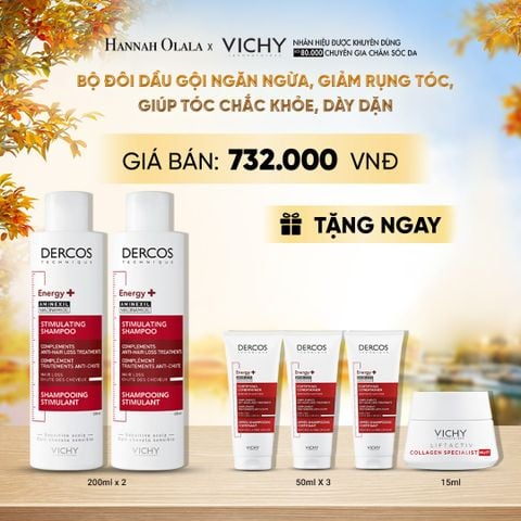 BỘ ĐÔI DẦU GỘI NGĂN NGỪA, GIẢM RỤNG TÓC, GIÚP TÓC CHẮC KHỎE, DÀY DẶN VICHY DERCOS HAIRLOSS 200ML - E629 