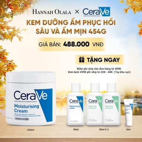  KEM DƯỠNG ẨM PHỤC HỒI SÂU VÀ ẨM MỊN SUỐT 48H DÀNH CHO DA KHÔ, DUY TRÌ HÀNG RÀO BẢO VỆ DA CERAVE MOISTURISING CREAM 454G - E588 