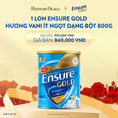  E86_DEAL 1: 1 LON ENSURE GOLD DẠNG BỘT 800G (VANI ÍT NGỌT) 