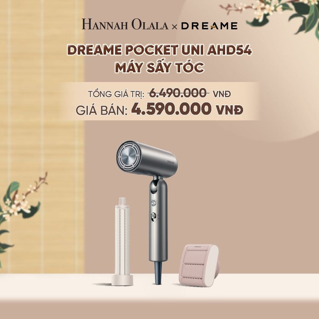  DREAME POCKET UNI AHD54 MÁY SẤY TÓC ION ÂM TƯƠNG THÍCH ĐIỆN ÁP TOÀN CẦU GẤP GỌN TÍCH HỢP TẠO KIỂU TÓC - BH 24 THÁNG - A1180 