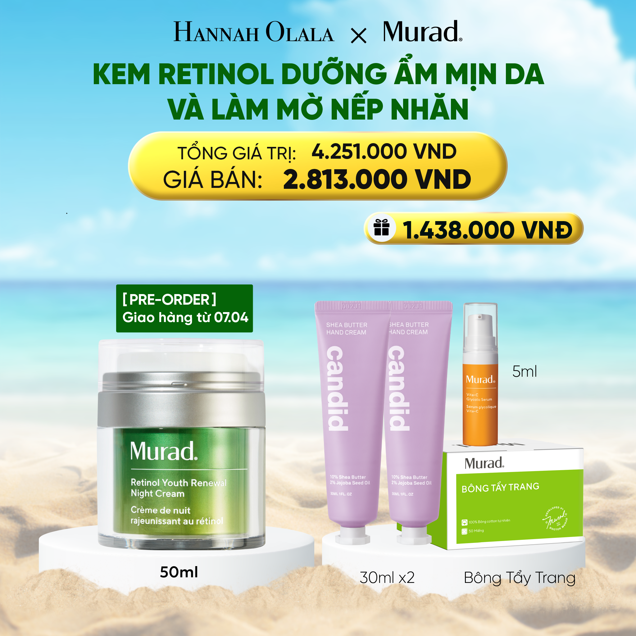 A787_deal 5: kem retinol dưỡng ẩm mịn da và làm mờ nếp nhăn 50ml
