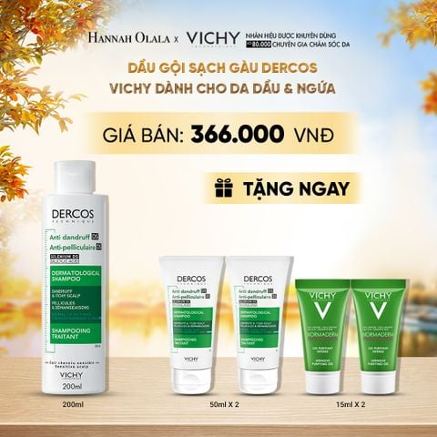  DẦU GỘI SẠCH GÀU DERCOS VICHY DÀNH CHO DA DẦU & NGỨA 200ML - E630 
