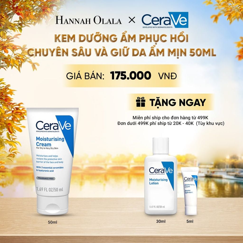  KEM DƯỠNG ẨM PHỤC HỒI CHUYÊN SÂU VÀ GIỮ DA ẨM MỊN SUỐT 48H CERAVE MOISTURISING CREAM 50ML - E589 
