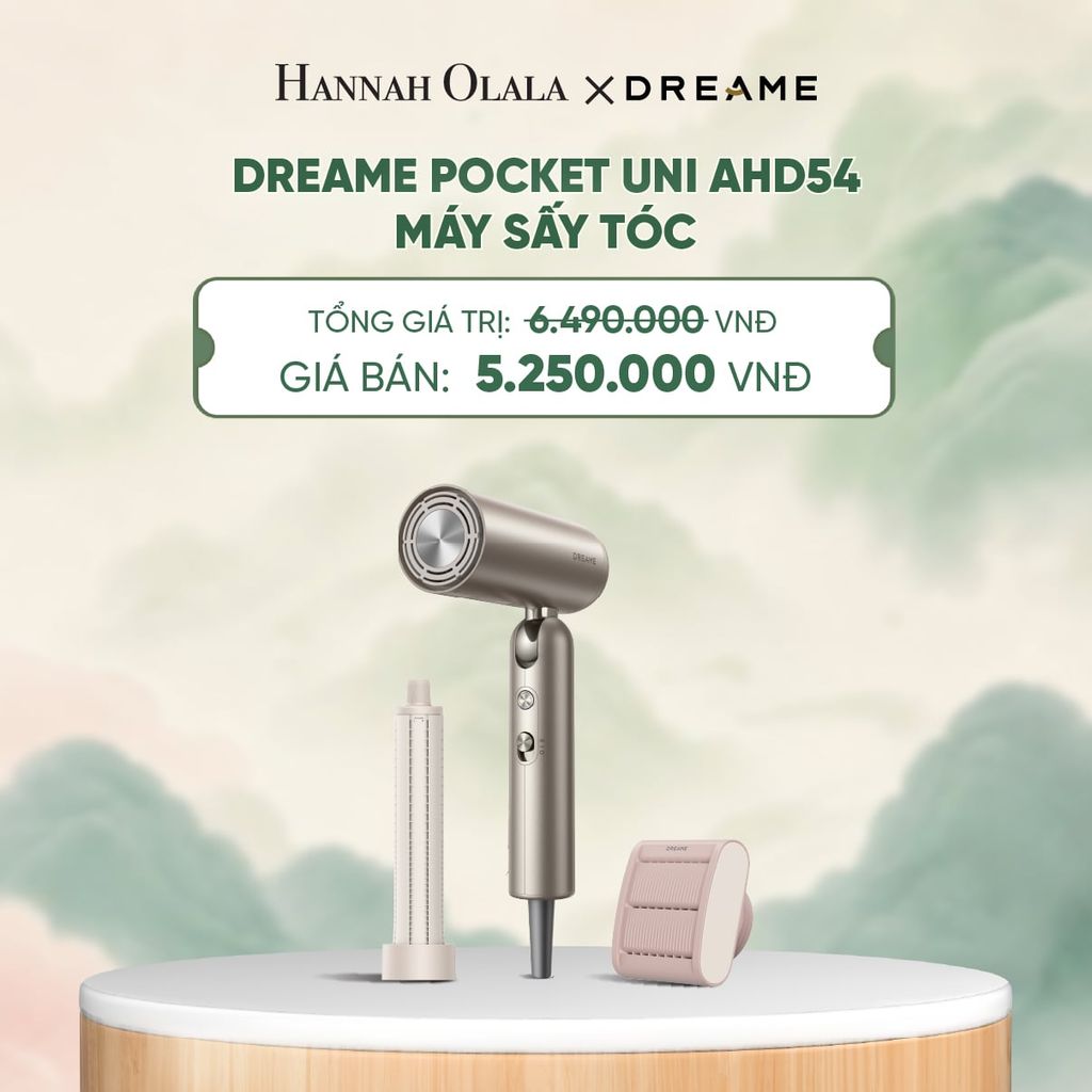  DREAME POCKET UNI AHD54 MÁY SẤY TÓC ION ÂM TƯƠNG THÍCH ĐIỆN ÁP TOÀN CẦU GẤP GỌN TÍCH HỢP TẠO KIỂU TÓC - BH 24 THÁNG - A1797 
