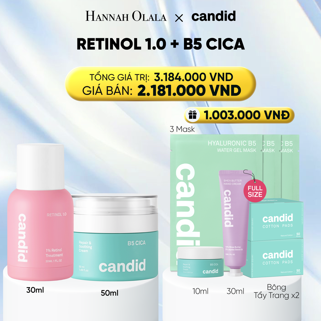 RETINOL 1.0 & B5 CICA BỘ ĐÔI LÀM MỜ NẾP NHĂN VÀ DƯỠNG ẨM PHỤC HỒI CHUYÊN SÂU - DEAL 6: 