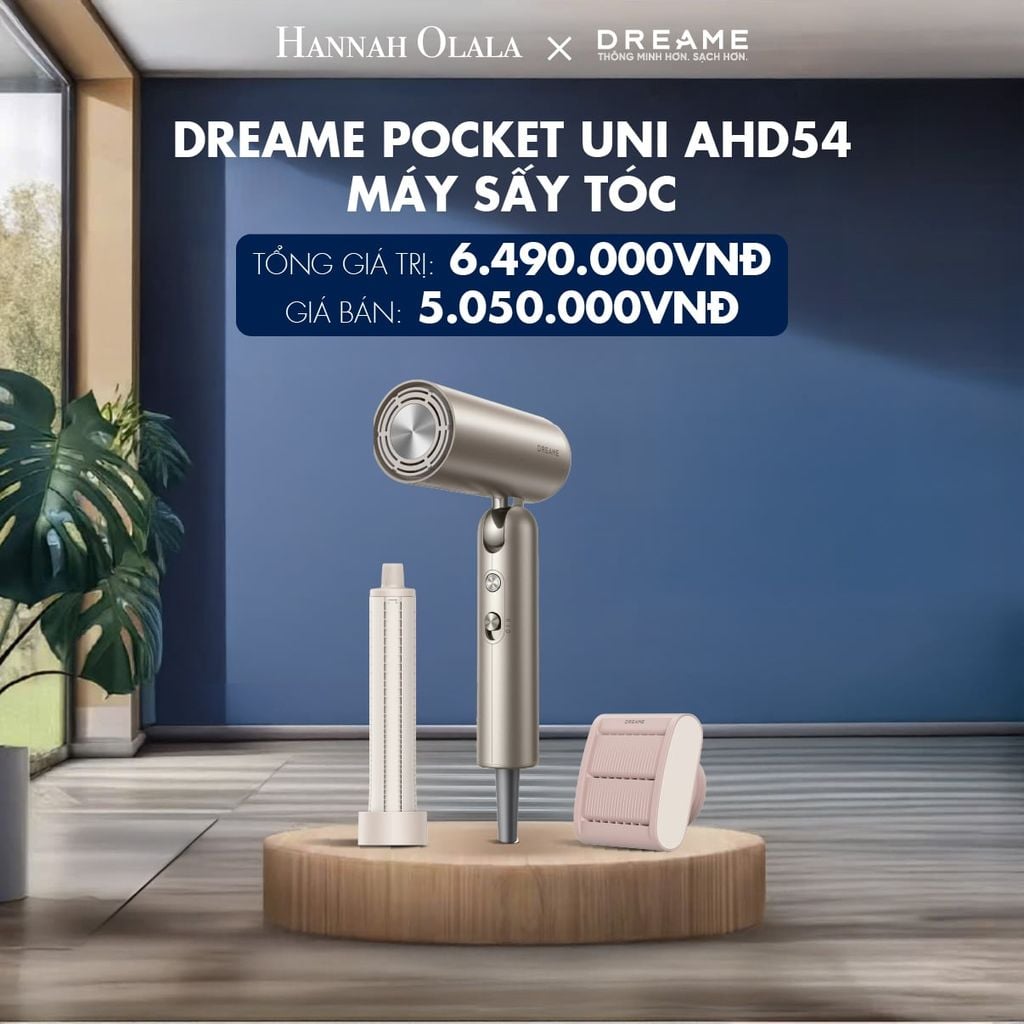  DREAME POCKET UNI AHD54 MÁY SẤY TÓC ION ÂM TƯƠNG THÍCH ĐIỆN ÁP TOÀN CẦU GẤP GỌN TÍCH HỢP TẠO KIỂU TÓC - BH 24 THÁNG 