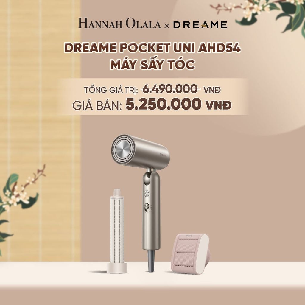 DREAME POCKET UNI AHD54 MÁY SẤY TÓC ION ÂM TƯƠNG THÍCH ĐIỆN ÁP TOÀN CẦU GẤP GỌN TÍCH HỢP TẠO KIỂU TÓC - BH 24 THÁNG - A1180 