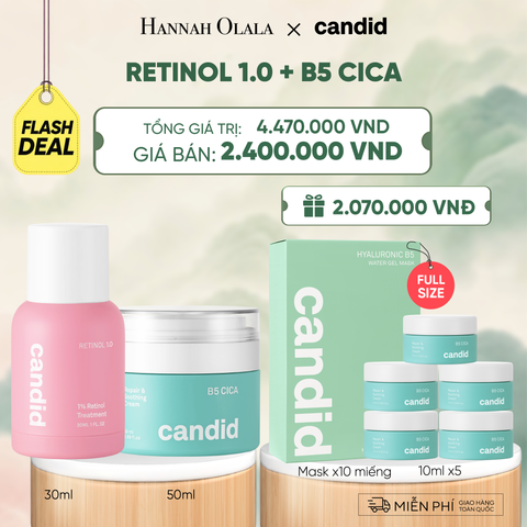  [MUA 2 TẶNG 2 FULLSIZE] FLASHDEAL 18: RETINOL 1.0 & B5 CICA BỘ ĐÔI HỖ TRỢ LÀM MỜ NẾP NHĂN VÀ DƯỠNG ẨM CHO DA 