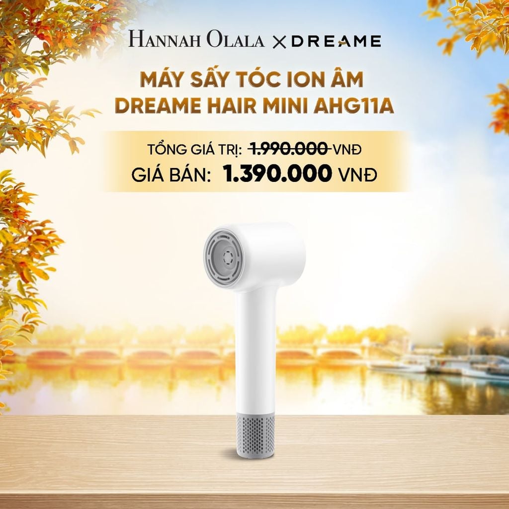  DREAME HAIR MINI AHG11A MÁY SẤY TÓC ION ÂM SIÊU NHỎ GỌN 270G ĐỘNG CƠ TỐC ĐỘ CAO - BH 24 THÁNG - E1538 