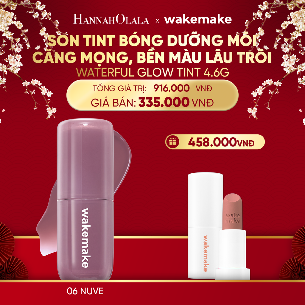  DEAL 3: SON TINT BÓNG WAKEMAKE WATERFUL GLOW TINT DƯỠNG ẨM CĂNG MỌNG, BỀN MÀU LÂU TRÔI 
