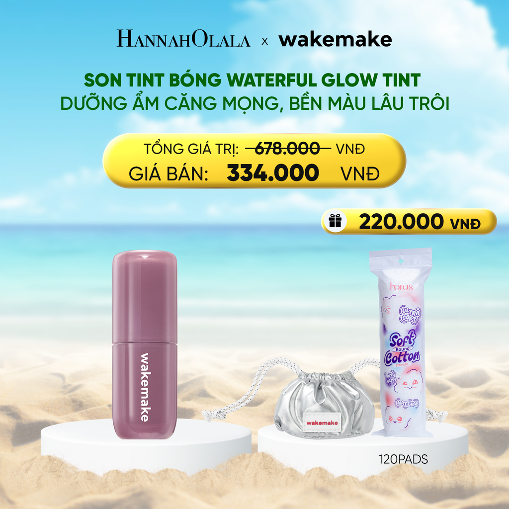  DEAL 1: SON TINT BÓNG WAKEMAKE WATERFUL GLOW TINT DƯỠNG ẨM CĂNG MỌNG, BỀN MÀU LÂU TRÔI 
