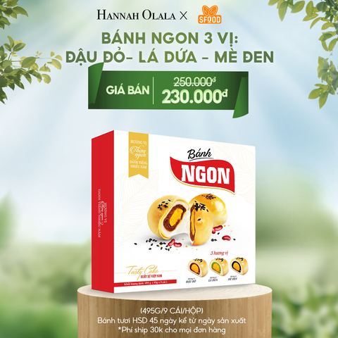  T21_DEAL 1: BÁNH NGON 3 VỊ (ÍT ĐƯỜNG ÍT NGỌT): ĐẬU ĐỎ- LÁ DỨA - MÈ ĐEN 
