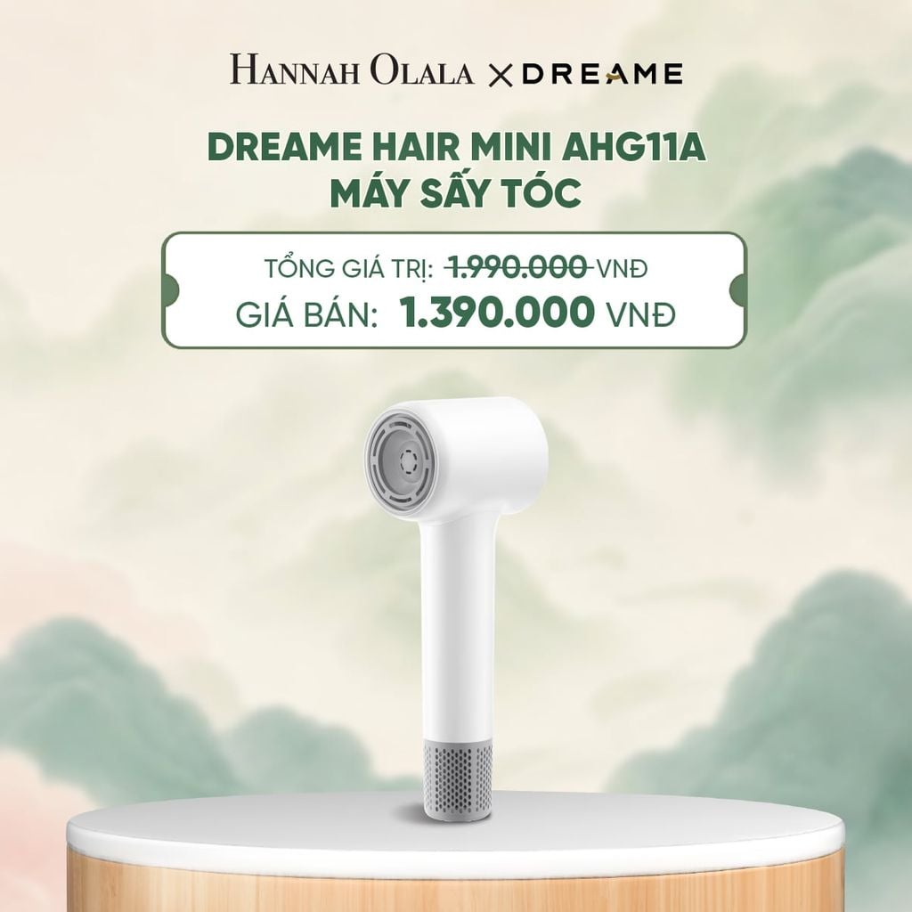  DREAME HAIR MINI AHG11A MÁY SẤY TÓC ION ÂM SIÊU NHỎ GỌN 270G ĐỘNG CƠ TỐC ĐỘ CAO - BH 24 THÁNG - A1800 
