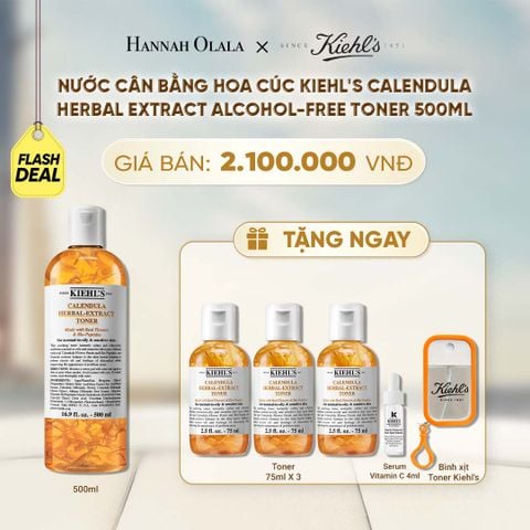  [FLASH DEAL] NƯỚC CÂN BẰNG HOA CÚC KIEHL'S CALENDULA HERBAL EXTRACT ALCOHOL-FREE TONER 500ML 
