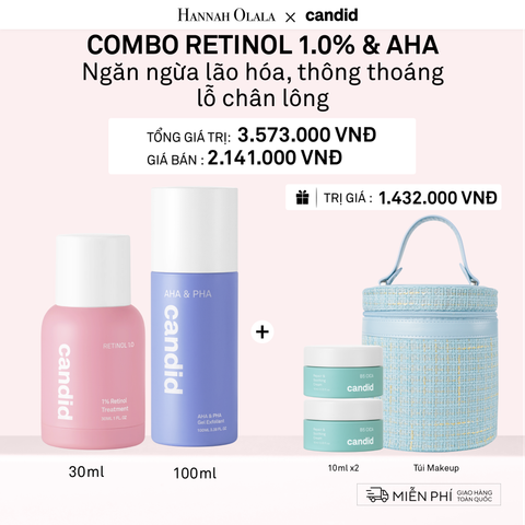  DEAL 7: RETINOL 1.0 30ML & AHA 100ML BỘ ĐÔI NGĂN NGỪA LÃO HÓA, TẨY TẾ BÀO CHẾT DỊU NHẸ, THÔNG THOÁNG LỖ CHÂN LÔNG 