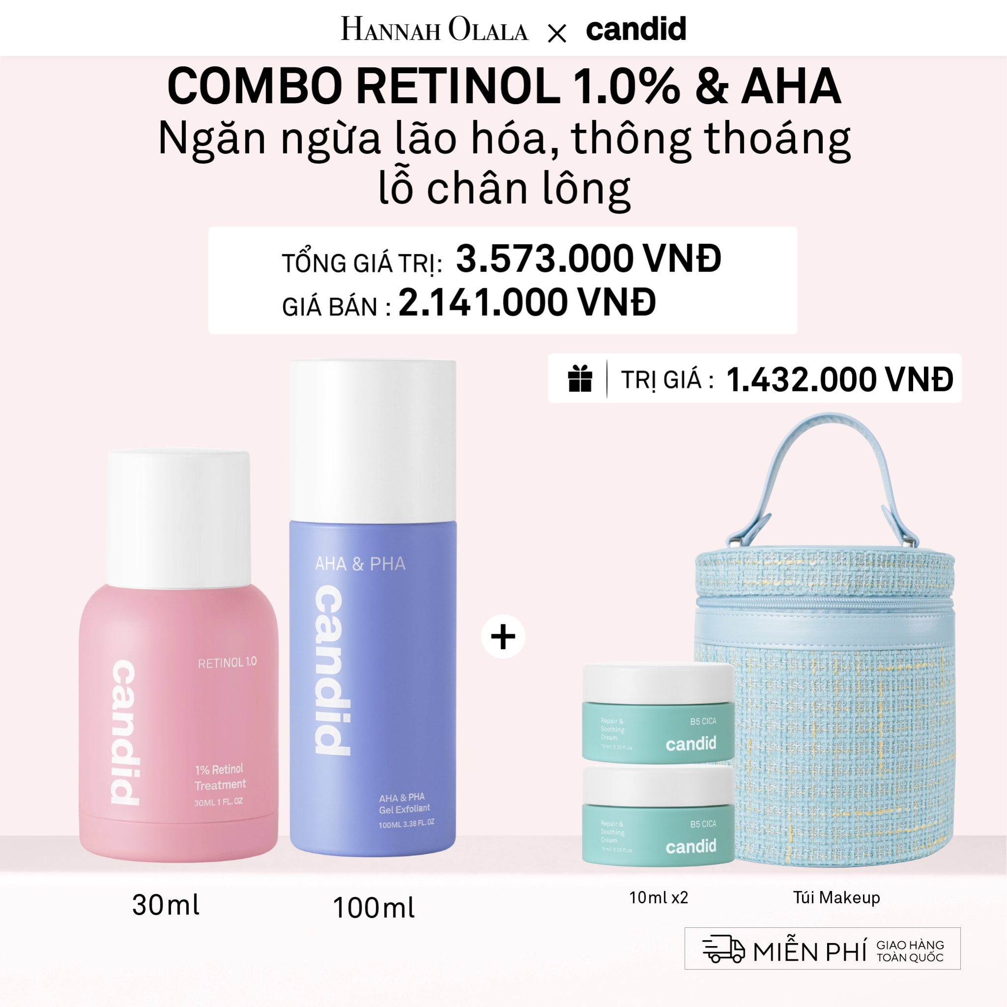  DEAL 7: RETINOL 1.0 30ML & AHA 100ML BỘ ĐÔI NGĂN NGỪA LÃO HÓA, TẨY TẾ BÀO CHẾT DỊU NHẸ, THÔNG THOÁNG LỖ CHÂN LÔNG 