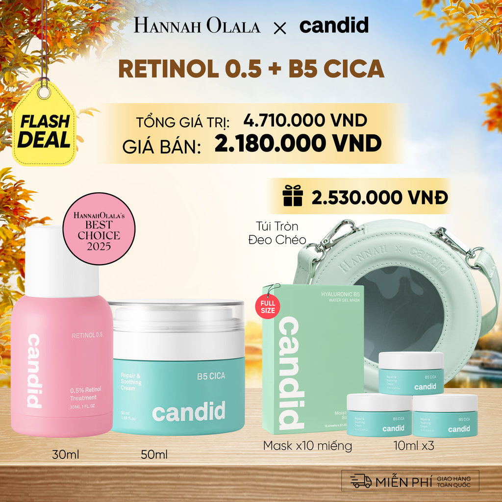  RETINOL 0.5 & B5 CICA BỘ ĐÔI HỖ TRỢ LÀM MỜ NẾP NHĂN VÀ DƯỠNG ẨM CHO DA FLASHDEAL 7: - E314 
