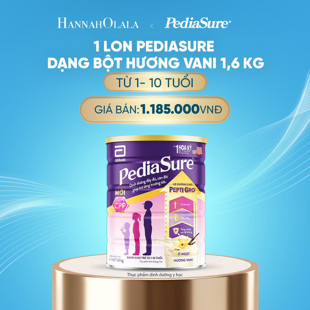  DEAL7: 1 LON PEDIASURE DẠNG BỘT HƯƠNG VANI 1,6KG 