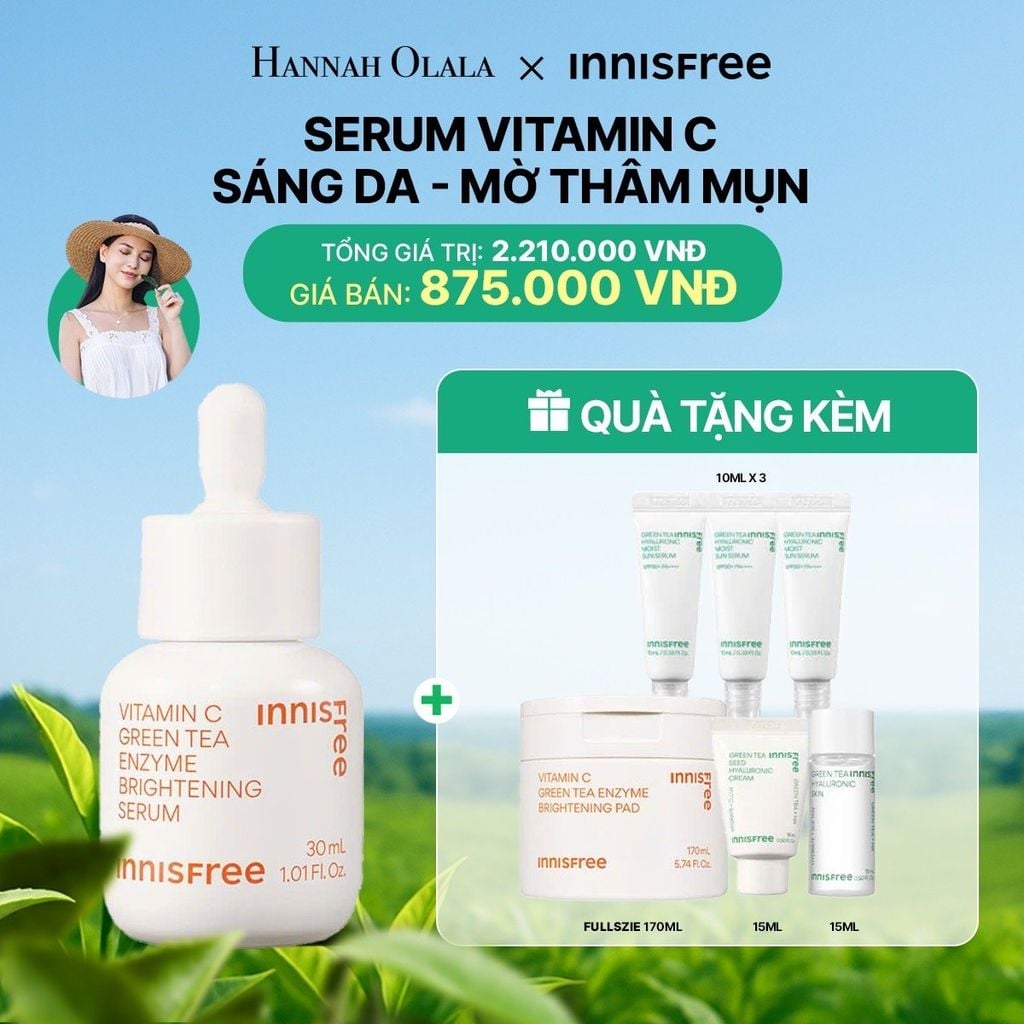  D20_DEAL 20: SERUM VITAMIN C SÁNG DA, MỜ THÂM MỤN INNISFREE GREEN TEA ENZYME BRIGHTENING SERUM 30ML 