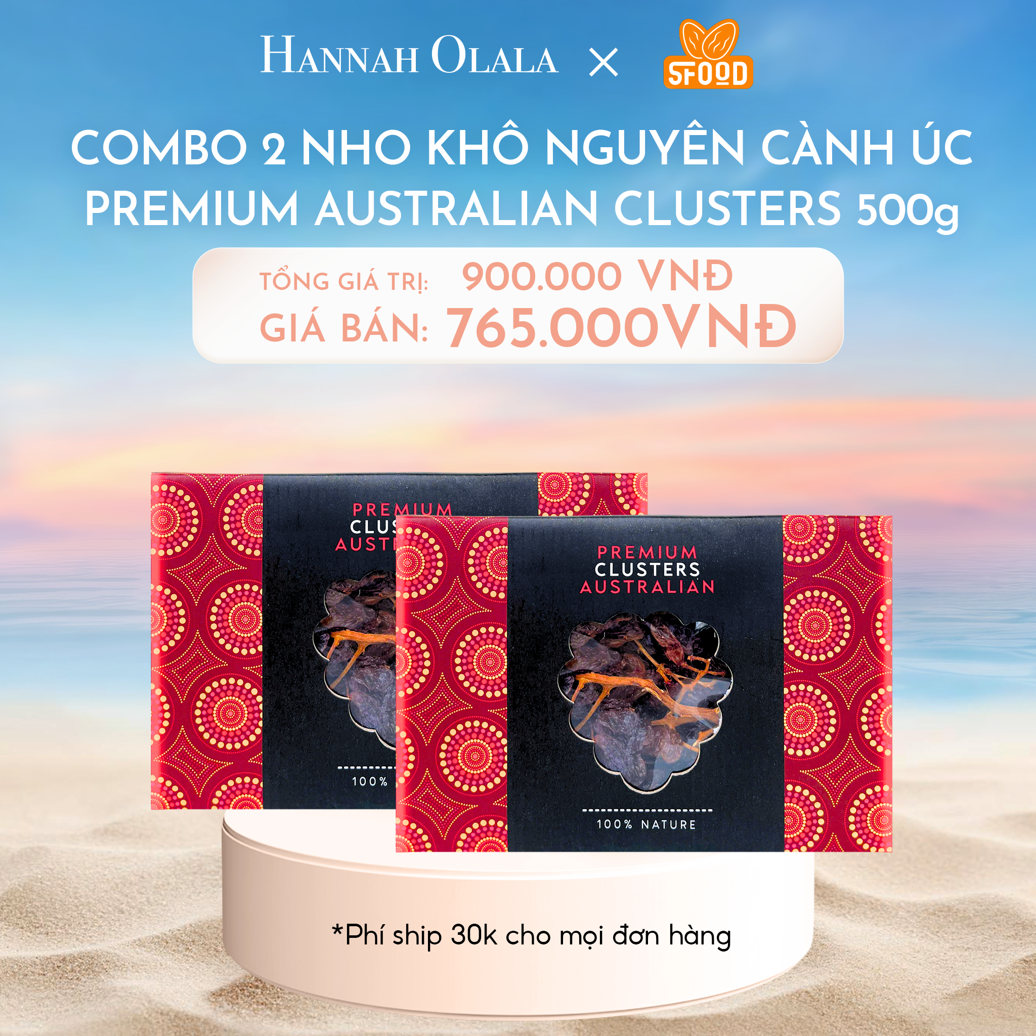  C167_DEAL 7: COMBO - 2 NHO KHÔ NGUYÊN CÀNH ÚC PREMIUM AUSTRALIAN CLUSTERS 500G 