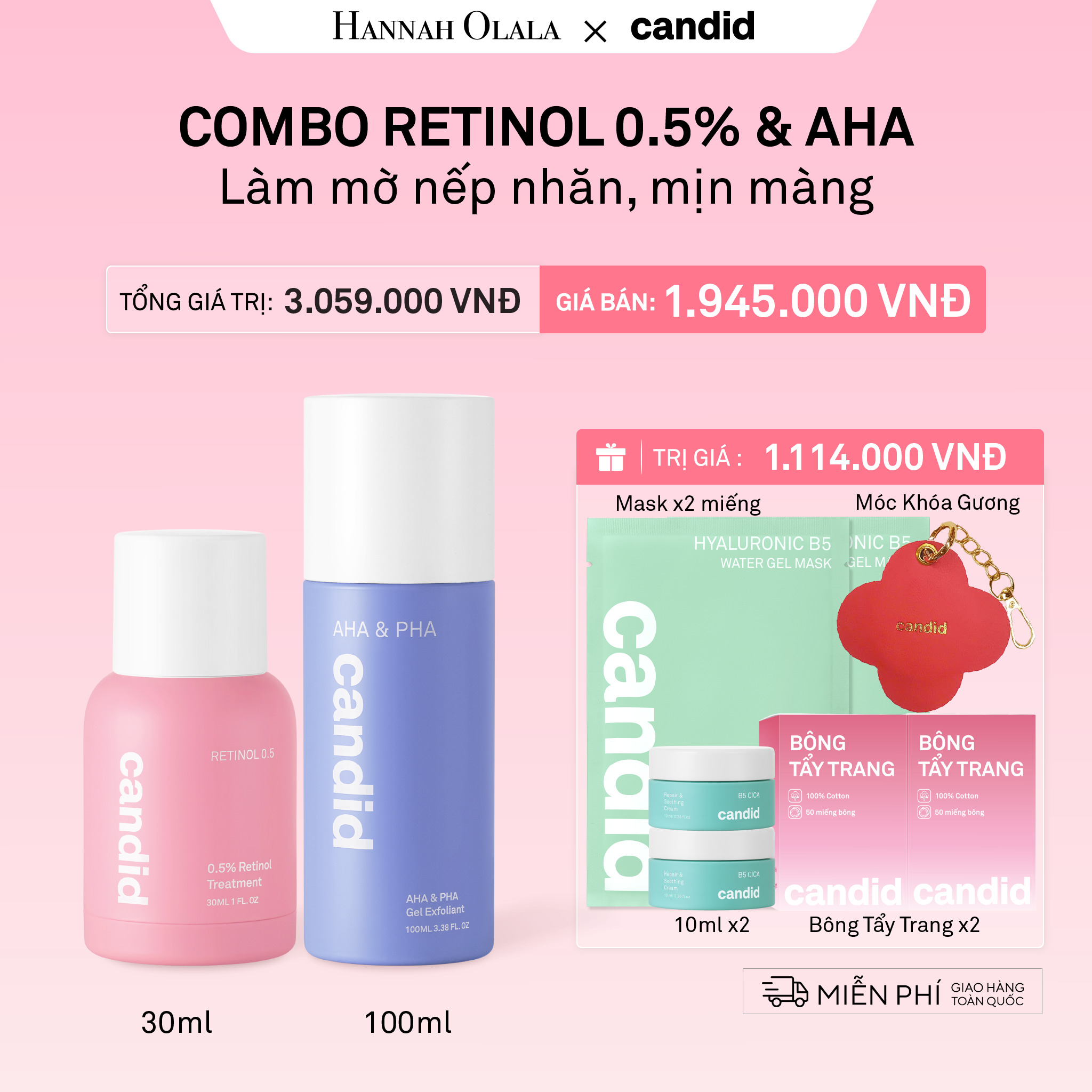 Bộ Đôi Làm Mờ Nếp Nhăn L'Oréal RETINOL 0.5 & AHA