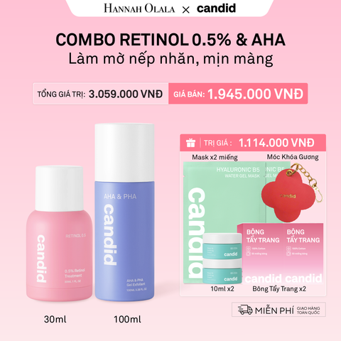  DEAL 8: RETINOL 0.5 & AHA BỘ ĐÔI LÀM MỜ NẾP NHĂN, TẨY TẾ BÀO CHẾT DỊU NHẸ, THÔNG THOÁNG LỖ CHÂN LÔNG 