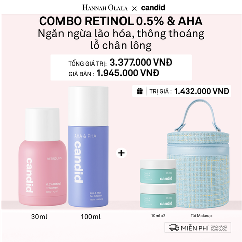  DEAL 8: RETINOL 0.5 30ML & AHA 100ML BỘ ĐÔI NGĂN NGỪA LÃO HÓA, TẨY TẾ BÀO CHẾT DỊU NHẸ, THÔNG THOÁNG LỖ CHÂN LÔNG 
