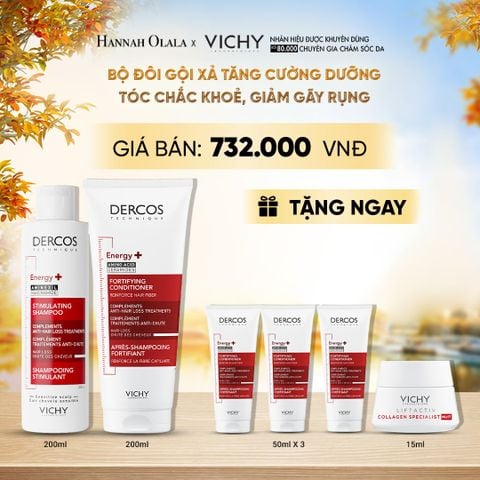  BỘ ĐÔI GỘI XẢ TĂNG CƯỜNG DƯỠNG TÓC CHẮC KHOẺ, GIẢM GÃY RỤNG VICHY DERCOS ENERGY+ - E632 
