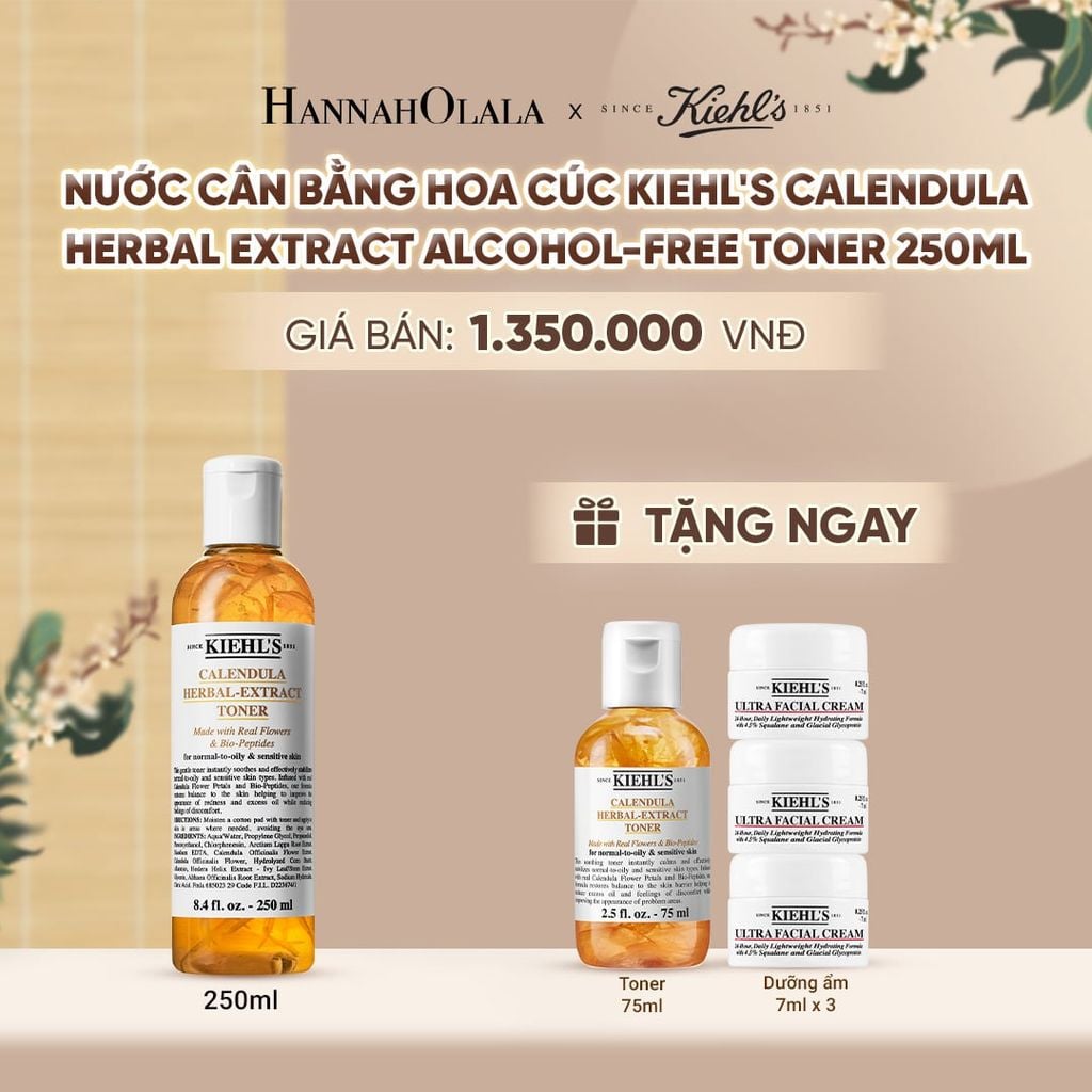  [FLASH DEAL] NƯỚC CÂN BẰNG HOA CÚC KIEHL'S CALENDULA HERBAL EXTRACT ALCOHOL-FREE TONER 250ML - A291 