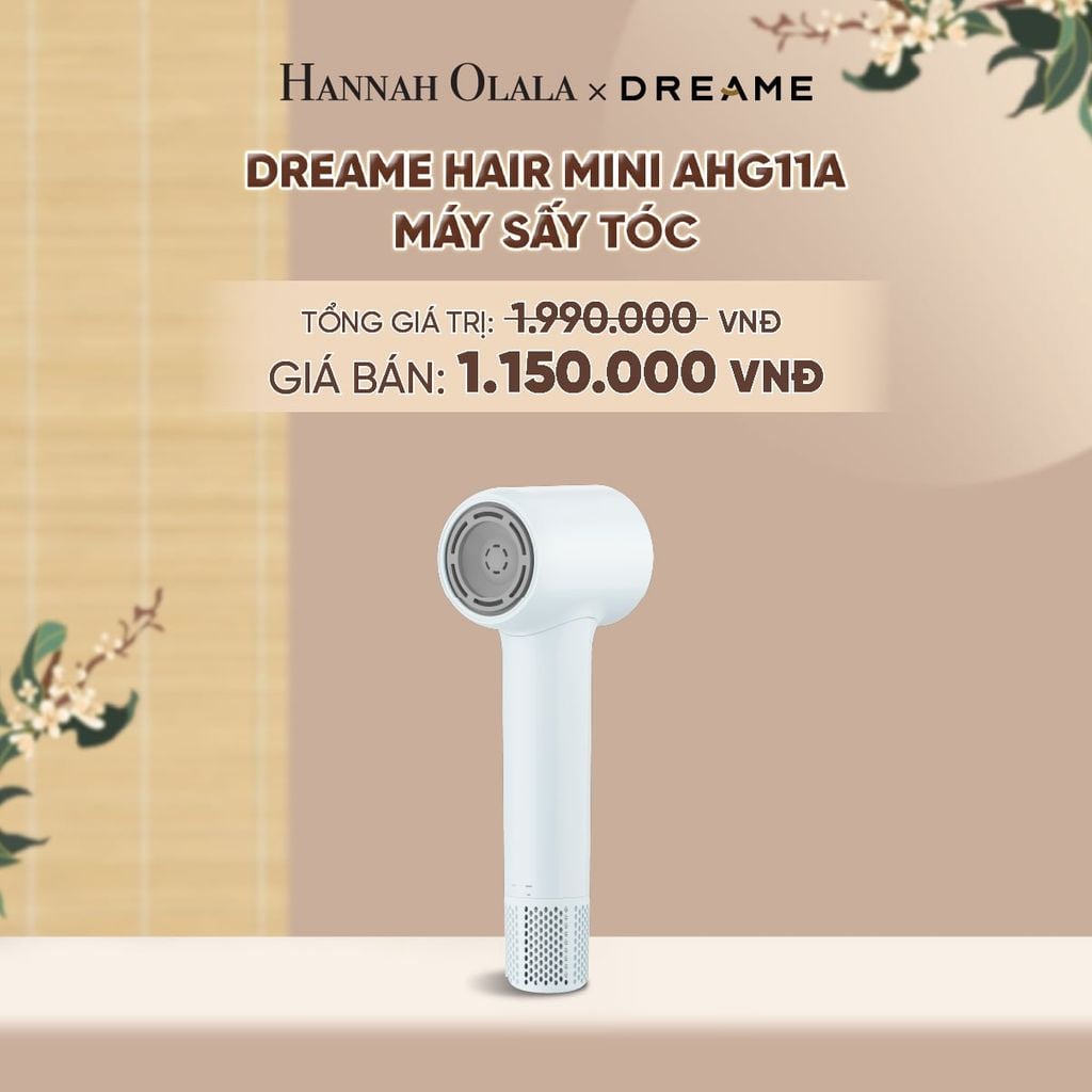  DREAME HAIR MINI AHG11A MÁY SẤY TÓC ION ÂM SIÊU NHỎ GỌN 270G ĐỘNG CƠ TỐC ĐỘ CAO - BH 24 THÁNG - A1183 
