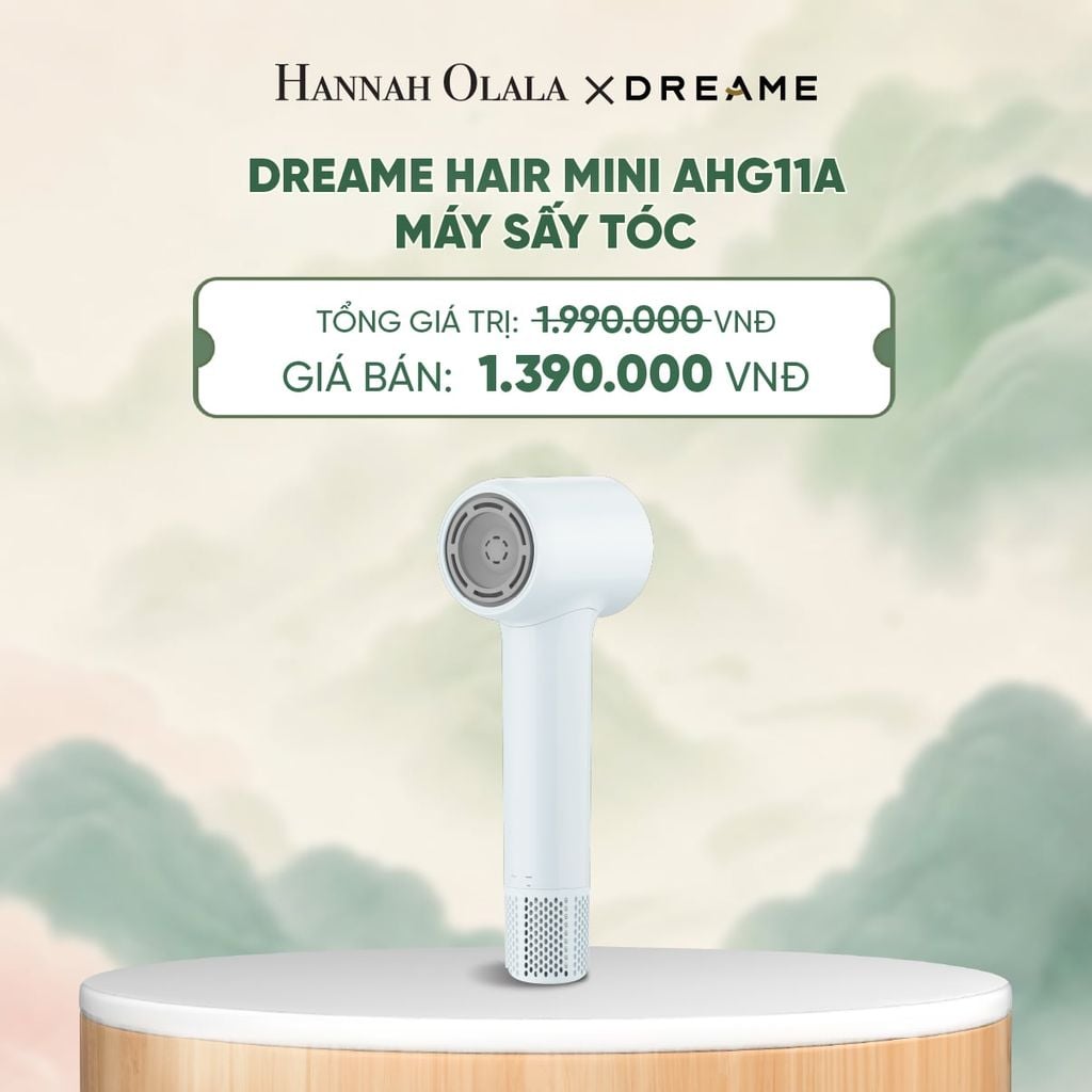  DREAME HAIR MINI AHG11A MÁY SẤY TÓC ION ÂM SIÊU NHỎ GỌN 270G ĐỘNG CƠ TỐC ĐỘ CAO - BH 24 THÁNG - A1800 