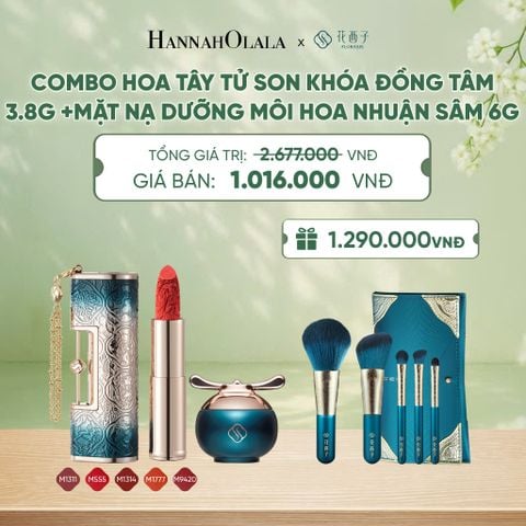  COMBO HOA TÂY TỬ SON KHÓA ĐỒNG TÂM 3.8G + MẶT NẠ DƯỠNG MÔI HOA NHUẬN SÂM 6G - A165 