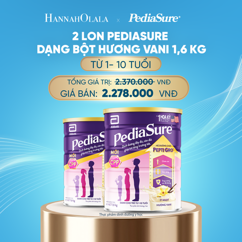  DEAL8: 2 LON PEDIASURE DẠNG BỘT HƯƠNG VANI 1.6KG 