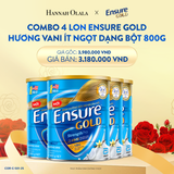  E89_DEAL 4: COMBO 4 LON ENSURE GOLD DẠNG BỘT 800G (VANI + ÍT NGỌT) 