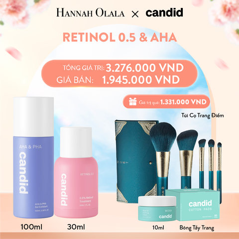  A160_DEAL 8: RETINOL 0.5 & AHA BỘ ĐÔI NGĂN NGỪA LÃO HÓA, TẨY TẾ BÀO CHẾT DỊU NHẸ, THÔNG THOÁNG LỖ CHÂN LÔNG 