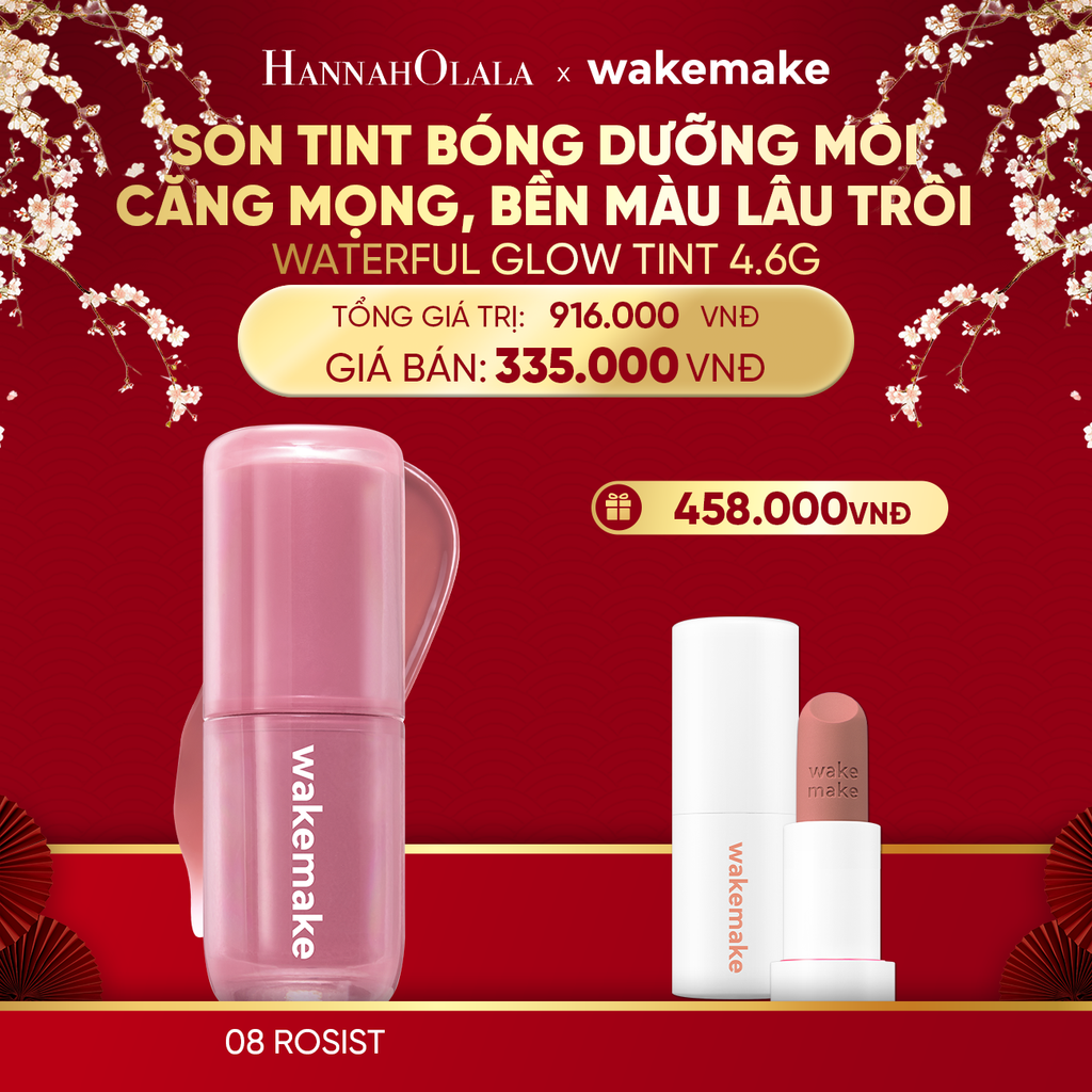  DEAL 3: SON TINT BÓNG WAKEMAKE WATERFUL GLOW TINT DƯỠNG ẨM CĂNG MỌNG, BỀN MÀU LÂU TRÔI 