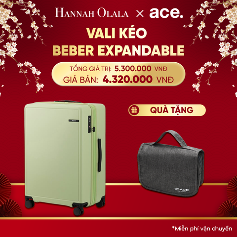  A1175_DEAL32: VALI KÉO BEBER SIZE TRUNG M *TẶNG KÈM BAO TRÙM POUCH 