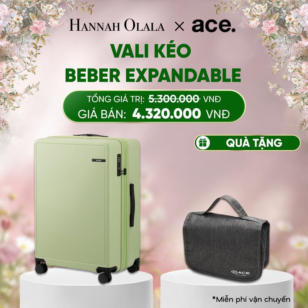  E1687_DEAL32: VALI KÉO BEBER SIZE TRUNG M *TẶNG KÈM BAO TRÙM HOẶC POUCH 