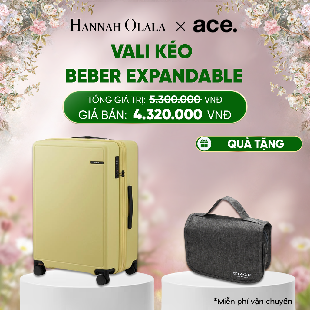  E1687_DEAL32: VALI KÉO BEBER SIZE TRUNG M *TẶNG KÈM BAO TRÙM HOẶC POUCH 