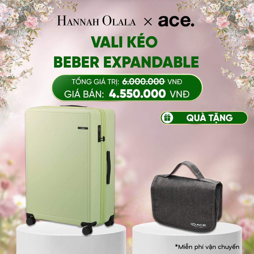  E1684_DEAL33: VALI KÉO BEBER SIZE ĐẠI L *TẶNG KÈM BAO TRÙM HOẶC POUCH 
