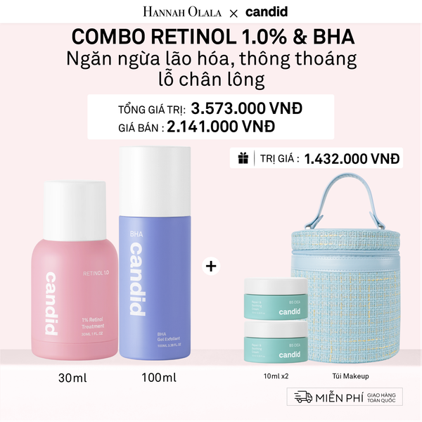  DEAL 9: RETINOL 1.0 30ML & BHA 100ML BỘ ĐÔI NGĂN NGỪA LÃO HÓA, TẨY TẾ BÀO CHẾT DỊU NHẸ, THÔNG THOÁNG LỖ CHÂN LÔNG 